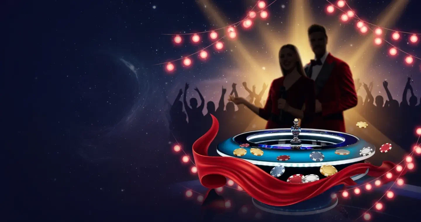 Abstract roulette wheel under orbiting lights